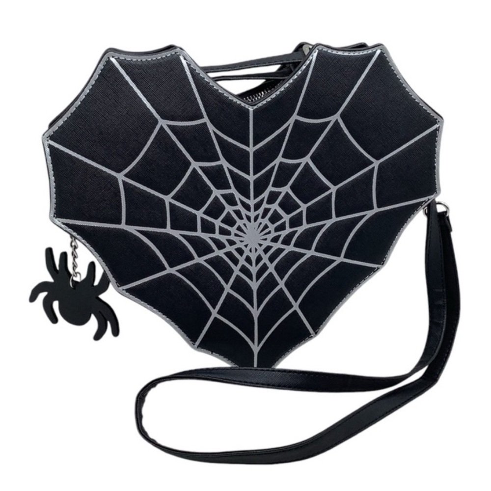 Mad Engine Black Spiderweb Heart Mini Backpack